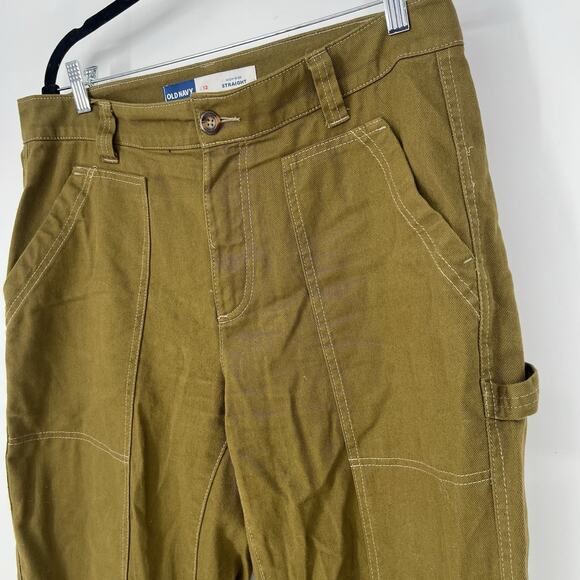 Old Navy High Rise Straight Leg Utility Pants Olive Green Women's 12 - Picture 5 of 9